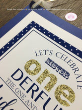 Load image into Gallery viewer, Mr. Wonderful Birthday Party Door Banner 1st Onederful Little Man Bow Tie Navy Blue White Gold Polka Dot Boogie Bear Invitations Auden Theme