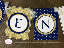 Load image into Gallery viewer, Mr. Wonderful Birthday Party Banner Bow Tie Little Man Onederful Polka Dot Royal King Navy Blue Gold 1st Boogie Bear Invitations Auden Theme