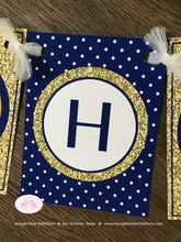 Load image into Gallery viewer, Mr. Wonderful Happy Birthday Party Banner Boy Little Man Onederful Glitter Navy Blue White Gold ONE 1st Boogie Bear Invitations Auden Theme