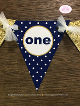 Load image into Gallery viewer, Mr Wonderful Pennant I am 1 Banner Birthday Party Highchair Bow Tie Boy Onederful ONE Navy Blue Gold 1st Boogie Bear Invitations Auden Theme