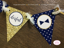 Load image into Gallery viewer, Mr Wonderful Pennant I am 1 Banner Birthday Party Highchair Bow Tie Boy Onederful ONE Navy Blue Gold 1st Boogie Bear Invitations Auden Theme