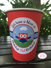 Load image into Gallery viewer, 4th of July Birthday Party Beverage Cups Paper Drink Owls Fireworks Boy Girl Independence Day Flag Boogie Bear Invitations Blakeley Theme