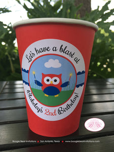 4th of July Birthday Party Beverage Cups Paper Drink Owls Fireworks Boy Girl Independence Day Flag Boogie Bear Invitations Blakeley Theme