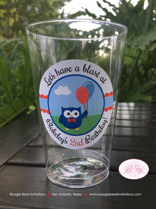 4th of July Birthday Party Beverage Cups Plastic Drink Owls Fireworks Boy Girl Red White Blue Flag Boogie Bear Invitations Blakeley Theme