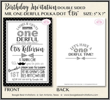 Load image into Gallery viewer, Mr. Wonderful Birthday Party Invitation Bow Tie Little Man Black Silver 1st Boogie Bear Invitations Otis Theme Paperless Printable Printed