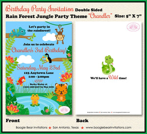 Rainforest Birthday Party Invitation Girl Boy Toad Snake Rain Forest Zoo Boogie Bear Invitations Chandler Theme Paperless Printable Printed