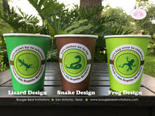 Load image into Gallery viewer, Reptile Birthday Party Beverage Cups Paper Drink Girl Boy Frog Snake Jungle Amazon Rain Forest Tropical Boogie Bear Invitations Frank Theme