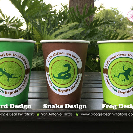 Reptile Birthday Party Beverage Cups Paper Drink Girl Boy Frog Snake Jungle Amazon Rain Forest Tropical Boogie Bear Invitations Frank Theme