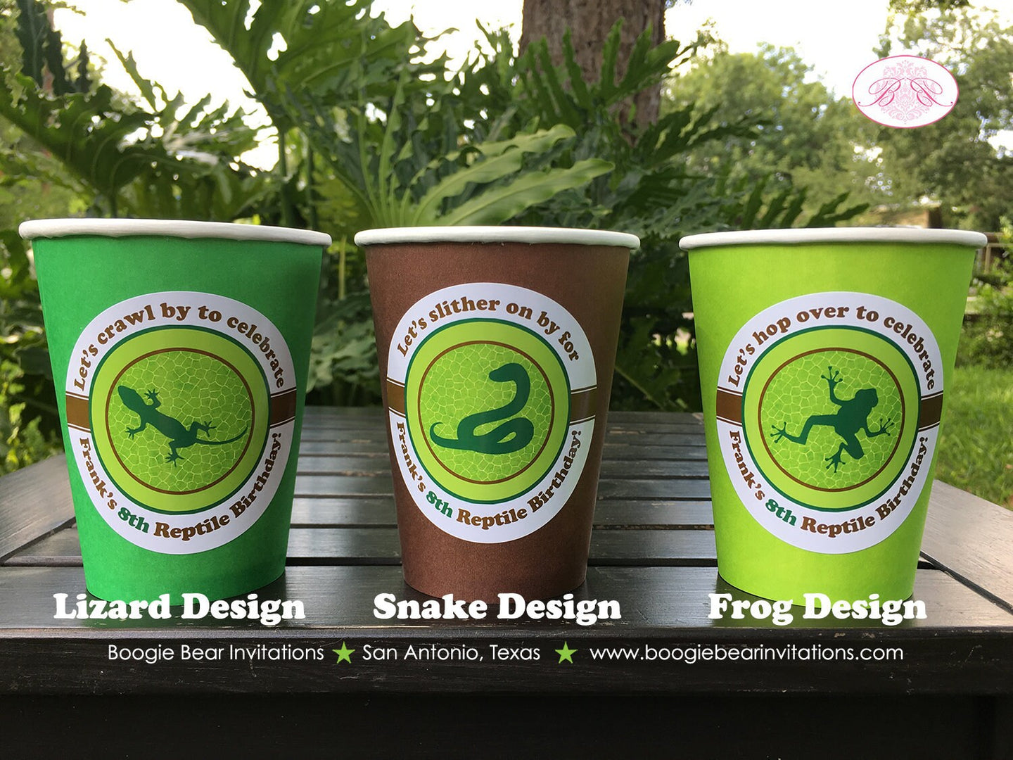 Reptile Birthday Party Beverage Cups Paper Drink Girl Boy Frog Snake Jungle Amazon Rain Forest Tropical Boogie Bear Invitations Frank Theme