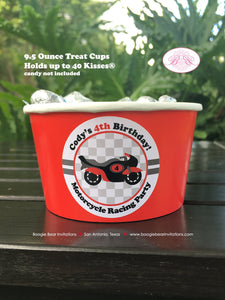 Motorcycle Birthday Party Treat Cups Candy Buffet Paper Red Black Racing Boy Girl Enduro Motocross Racing Boogie Bear Invitations Cody Theme