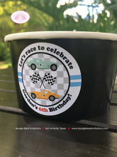 Load image into Gallery viewer, Race Car Birthday Party Treat Cups Candy Buffet Party Black Red Classic Antique Coupe Fastback Retro Boogie Bear Invitations Gordon Theme