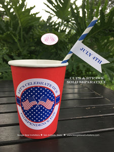 4th of July Party Beverage Cups Paper Drink Stars Stripes Flag Red White Blue America Reunion Stripe Boogie Bear Invitations Hamilton Theme