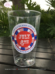 4th of July Party Beverage Cups Plastic Drink Stars Stripes Red White Blue Flag America Reunion 1st Boogie Bear Invitations Hamilton Theme