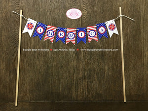 4th of July Party Pennant Cake Banner Topper Stars Stripes Red White Blue Flag America United States Boogie Bear Invitations Hamilton Theme