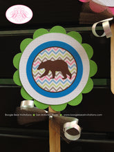 Load image into Gallery viewer, Pink Grizzly Bear Birthday Party Package Woodland Animals Girl Happy Door Banner Cupcake Toppers Favor Boogie Bear Invitations Nika Theme