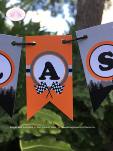ATV Birthday Party Pennant Cake Banner Topper Flag Orange Black All Terrain Vehicle Quad 4 Wheeler Race Boogie Bear Invitations Silas Theme