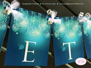 Happy Sweet 16 Party Banner Birthday Glowing Ornament Aqua Blue Girl 15th 16th 21st 30th 40th 50th Boogie Bear Invitations Caterina Theme