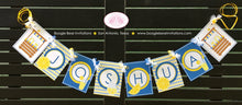 Load image into Gallery viewer, Lemonade Birthday Name Banner Blue Stand Summer Blue Yellow Lemon Boy Girl 1st 2nd 3rd 4th 5th 6th 7th Boogie Bear Invitations Joshua Theme