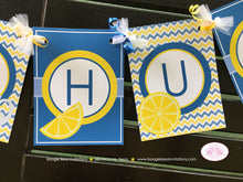 Load image into Gallery viewer, Lemonade Birthday Name Banner Blue Stand Summer Blue Yellow Lemon Boy Girl 1st 2nd 3rd 4th 5th 6th 7th Boogie Bear Invitations Joshua Theme