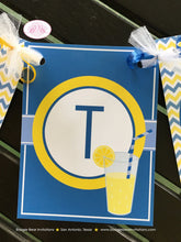 Load image into Gallery viewer, Lemonade Happy Birthday Banner Party Blue Stand Blue Yellow Sweet Lemon Country Kids Summer Boy Girl Boogie Bear Invitations Joshua Theme