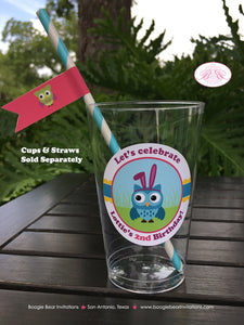 Easter Owls Birthday Party Beverage Cups Plastic Drink Girl Boy Spring Pink Basket Forest Egg Woodland Boogie Bear Invitations Lottie Theme