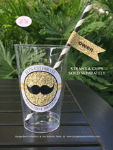 Load image into Gallery viewer, Mr Wonderful Birthday Party Beverage Cups Plastic Drink ONE Boy Mustache Bow Tie Onederful Black Gold 1st Boogie Bear Invitations Owen Theme