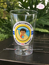 Load image into Gallery viewer, Surfer Boy Birthday Party Beverage Cups Plastic Drink Beach Pool Surf Surfing Wave Ocean Island Hawaii Boogie Bear Invitations Kimoni Theme