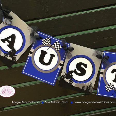 Dirt Bike Birthday Banner Party Small Mountain Grey Blue Black Boy Girl Motocross Enduro 2 Wheel Racing Boogie Bear Invitations Austin Theme