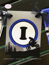 Load image into Gallery viewer, Dirt Bike I am 1 Highchair Party Banner Birthday Small Mountain Grey Blue Black Gray Boy Girl 1st 2nd Boogie Bear Invitations Austin Theme