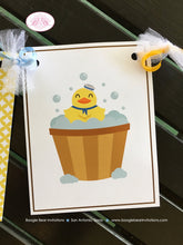 Load image into Gallery viewer, Yellow Rubber Duck Baby Shower Banner Party Blue Little Duckie Ducky Boy Bubbles Swim Swimming Girl 1st Boogie Bear Invitations Terry Theme
