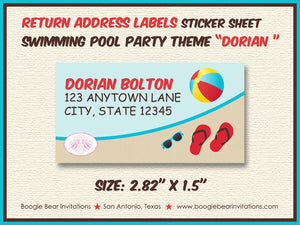 Swimming Pool Birthday Party Invitation Boy Swim Splash Summer Beach Ball Boogie Bear Invitations Paperless Printable Printed Dorian Theme