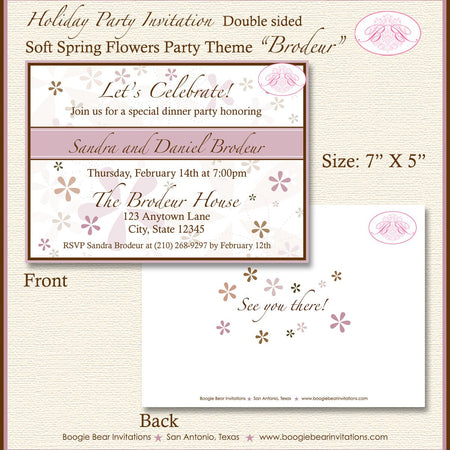 Soft Spring Flowers Party Invitation Valentine's Day Garden Dinner Couples Boogie Bear Invitations Brodeur Theme Paperless Printable Printed