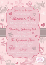 Load image into Gallery viewer, Love Birds Pink Heart Party Invitation Valentine&#39;s Day Dream Grey White Boogie Bear Invitations Casanova Theme Paperless Printable Printed