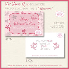 Load image into Gallery viewer, Love Birds Pink Heart Party Favor Card Tent Appetizer Place Food Label Valentines Day Woodland Forest Boogie Bear Invitations Casanova Theme