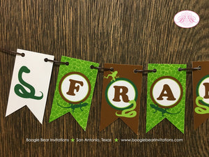 Reptile Snake Party Pennant Cake Banner Topper Birthday Frog Lizard Amazon Rain Forest Jungle Rainforest Boogie Bear Invitations Frank Theme