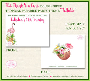 Tropical Paradise Birthday Party Thank You Card Girl Flamingo Toucan Pink Green Rain Forest Boogie Bear Invitations Tallulah Theme Printed