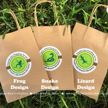 Reptile Birthday Party Favor Bag Treat Paper Handled Frog Snake Lizard Rainforest Amazon Jungle Wild Zoo Boogie Bear Invitations Frank Theme