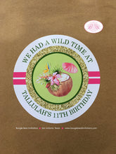 Load image into Gallery viewer, Tropical Paradise Birthday Party Favor Bag Treat Handled Girl Flamingo Pineapple Pink Gold Green 11th Boogie Bear Invitations Tallulah Theme