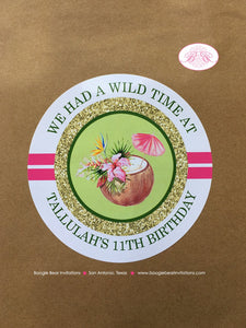 Tropical Paradise Birthday Party Favor Bag Treat Handled Girl Flamingo Pineapple Pink Gold Green 11th Boogie Bear Invitations Tallulah Theme