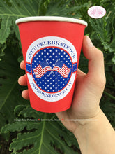 Load image into Gallery viewer, 4th of July Party Beverage Cups Paper Drink Stars Stripes Flag Red White Blue America Reunion Stripe Boogie Bear Invitations Hamilton Theme