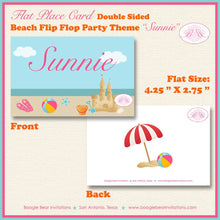 Load image into Gallery viewer, Beach Flip Flop Birthday Favor Party Card Tent Place Food Tag Girl Pink Pool Ocean Swimming Kid Boogie Bear Invitations Sunnie Theme Printed