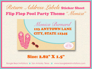 Flip Flop Pool Birthday Party Invitation Photo Girl Swim Swimming Beach Boogie Bear Invitations Monica Theme Paperless Printable Printed