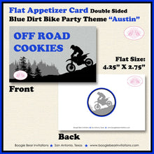 Load image into Gallery viewer, Dirt Bike Birthday Party Favor Card Tent Appetizer Place Food Blue Motocross Enduro Motorcycle Boy Girl Boogie Bear Invitations Austin Theme