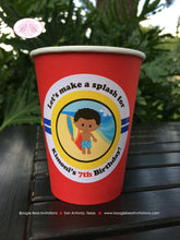 Load image into Gallery viewer, Surfer Boy Birthday Party Beverage Cups Paper Drink Beach Pool Surf Ocean Island Hawaii Surfing Wave Boogie Bear Invitations Kimoni Theme