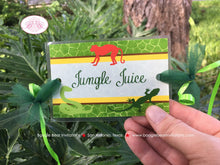 Load image into Gallery viewer, Rain Forest Party Beverage Card Wrap Drink Label Sign Birthday Girl Boy Amazon Jungle Reptile Wild Zoo Boogie Bear Invitations Mowgli Theme