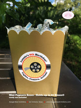 Load image into Gallery viewer, Movie Theater Party Popcorn Boxes Mini Food Birthday Red Gold Black Motion Picture Actor Director Chair Boogie Bear Invitations Lonnie Theme