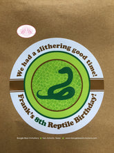 Load image into Gallery viewer, Reptile Snake Birthday Party Stickers Circle Sheet Frog Lizard Snake Amazon Jungle Rain Forest Wild Zoo Boogie Bear Invitations Frank Theme