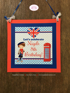 London England Birthday Party Door Banner Boy Travel Red White Blue Great Britain Flag Royal British Tea Boogie Bear Invitations Nigel Theme