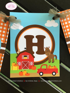 Fall Farm Animals Happy Birthday Banner Party Orange Pumpkin Boy Red Barn Truck 1st 2nd 3rd 4th 5th 6th Boogie Bear Invitations Hewitt Theme