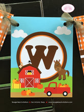Load image into Gallery viewer, Fall Farm Animals Birthday Party Banner Name Pumpkin Boy Barn Truck Red Blue Orange Autumn Petting Zoo Boogie Bear Invitations Hewitt Theme